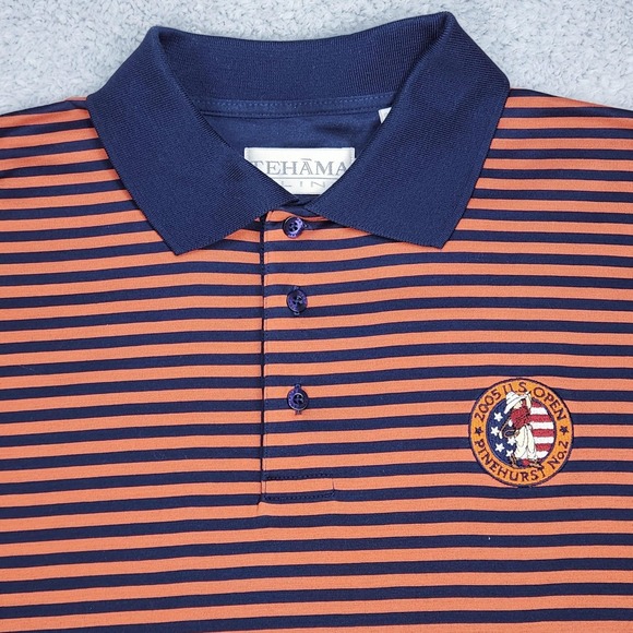 Vintage U.S. Open Pinehurst No.2 Polo Shirt Mens Large Navy Orange Tehama 2005 - Picture 5 of 16